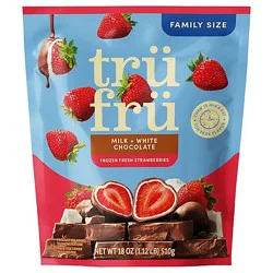 Tru Fru Frozen Fresh Strawberries In Milk & White Chocolate 18 Oz Resealable Pouch - 18 Oz