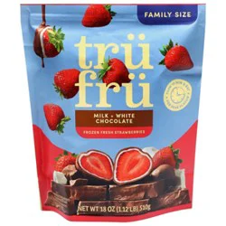 Tru Fru Frozen Fresh Strawberries In Milk & White Chocolate 18 Oz Resealable Pouch - 18 Oz
