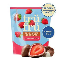 Tru Fru Frozen Fresh Strawberries In Milk & White Chocolate 18 Oz Resealable Pouch - 18 Oz