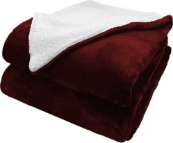 Signature Select Velvet Sherpa Throw Burg - Each