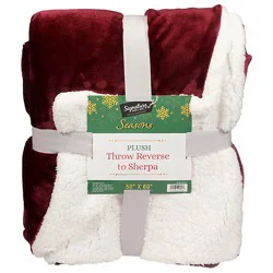 Signature Select Velvet Sherpa Throw Burg - Each