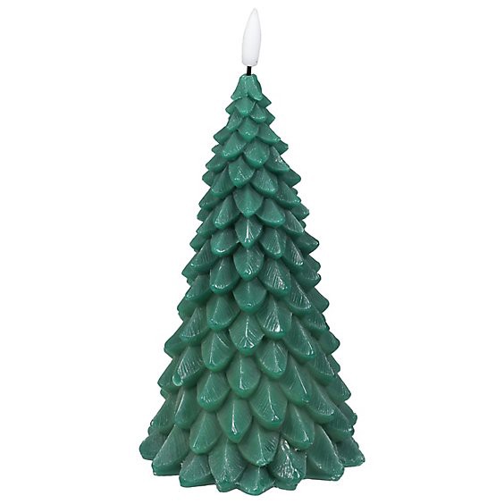 slide 1 of 1, Dec 9in Led Wax Tree Candle Green - Ea, 1 ct