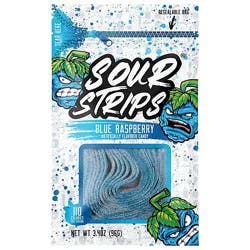 Sour Strips Blue Raspberry Flavored Chewy Candy Bag - 3.7 Oz