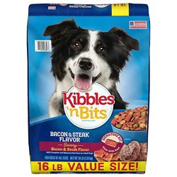 Kibbles N Bits Bacon & Steak Dog Food - 16 Lb