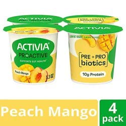 Activia Proactive Peach Mango Yogurt - 4-5.3 Oz
