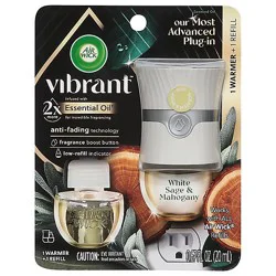 Air Wick Vibrant Plug-In Refill Starter, White Sage & Mahogany - 1 Warmer And 1 Refill - .67 Fz