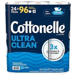 Cottonelle Ultra Clean Mega Toilet Paper Rolls 284 Sheets Per Roll - 24 Count
