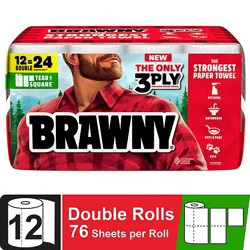 Brawny Tear-A-Square Paper Towel 12 Double Rolls - 12 Rl