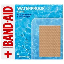 Band-Aid Brand Clear Waterproof Adhesive Bandages, Jumbo, 6 Ct - 6 Ct