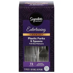 Signature Select Cutlery Fork & Spoon Plastic Premium - 72 Count