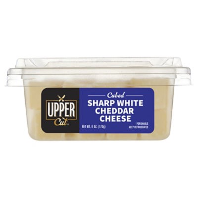 slide 1 of 1, Upper Cut Sharp White Cheddar Cheese Cubed - 6 Oz, 6 oz