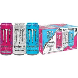 Monster Ultra White/blue/pink Variety Pack 12-16fz - 12-16 Fz