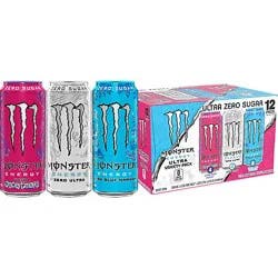 Monster Ultra White/blue/pink Variety Pack 12-16fz - 12-16 Fz