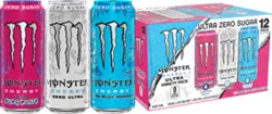 Monster Ultra White/blue/pink Variety Pack 12-16fz - 12-16 Fz