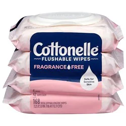 Cottonelle Fragrance Free Flushable Wipes - 4 - 168 Count