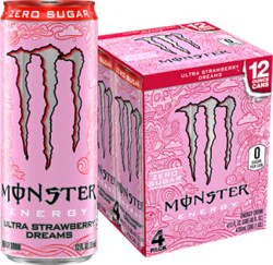 Monster Ultra Strawberry Dreams 4-12fz - 4-12 Fz