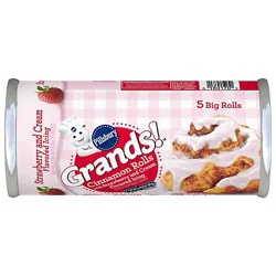 Pillsbury Grands Cinnamon Rolls With Strawberry And Cream Flavored Icing, 5 Count, 17.5 Oz - 17.5oz