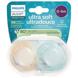 Philips Avent Ultra Soft Pacifier 0-6m, Sand / Pale Mint - Ea