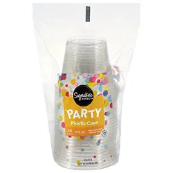Signature Select Cups Party Plastic Clear 25 Ct - 25 Ct