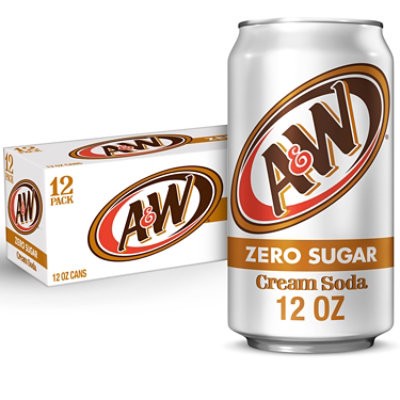 slide 1 of 1, A&w Zero Sugar Cream Soda Cans - 12-12 Fl. Oz., 12 ct; 12 fl oz