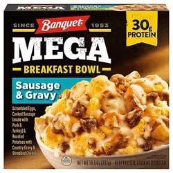 Banquet Mega Breakfast Bowl Sausage & Gravy, Frozen Meal, 30g Protein, 10.5 Oz. Bowl - 10.5 Oz