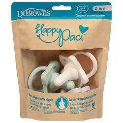 Happypaci One-Piece Silicone Pacifier, 0-6m, Gray, Green, Ecru, 3-Pack - 3 Ct