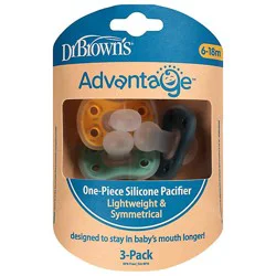 Advantage One-Piece Pacifiers, Stage 2, Neutral, 3-Pack - 3 Ct
