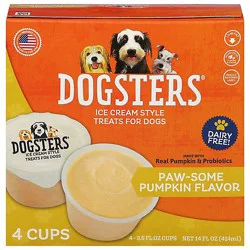 Dogsters Paw-Some Pumpkin Flavor Ice Cream Cups 4 Count 14 Fz - 14 Fz