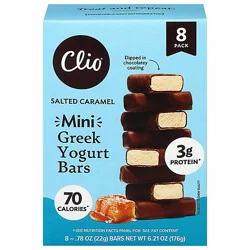 Clio Snacks Co. Mini Greek Yogurt Bars Dipped In Milk Chocolate Salted Caramel, 8-.78 Oz, 6.21 Oz - 6.21 Oz