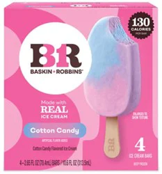 Baskin Robbins Cotton Candy Ice Cream Bars 4-2.65 Fz - 4-2.65fz