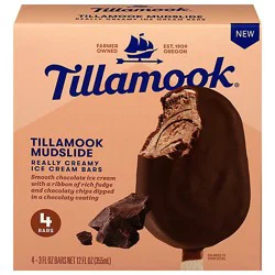 Tillamook Chocolate Mudslide Ice Cream Bars, 4 Count, 12 Fz, Individually Wrapped, - 4-3 Fz