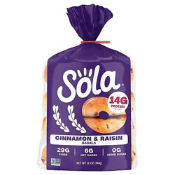 Sola Cinnamon Raisin Bagels - 12 Oz