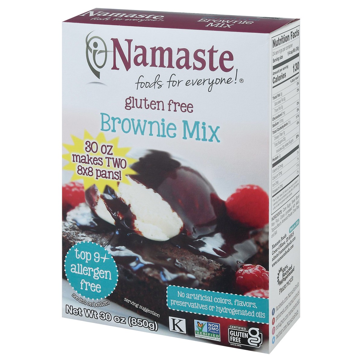 slide 3 of 9, Namaste Gluten Free Brownies, 30 oz