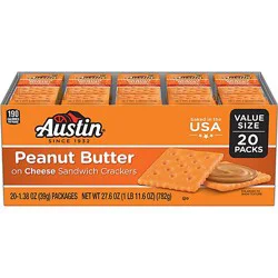 Austin Peanut Butter On Cheese Sandwich Crackers - 20 Count