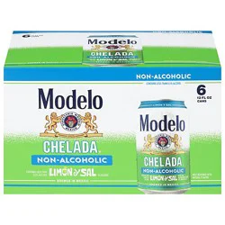 Modelo Chelada Limon Y Sal Non-Alcoholic Mexican Import Beer, 6 Pk 12 Fl Oz Cans - 6-12 Fz