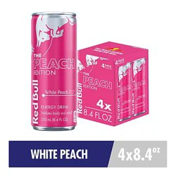 Red Bull Peach Edition White Peach 80mg Caffeine Energy Drink - 4-8.4 Fl. Oz.