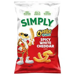 Cheetos Simply Puffs Cheese Flavored Snacks Spicy White Cheddar Flavored, 6 Oz - 6 Oz