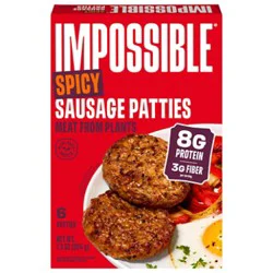 Impossible Foods Sausage Patties Spicy Plant Based Frozen, Fully Cooked, 6 Patties, 7.2 Oz - 7.2 Oz
