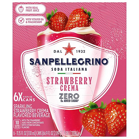 slide 1 of 1, S Pellegrino Zero Strawberry Cream 6-330ml - 6-330 Ml, 6 ct; 330 ml