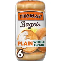 Thomas Bagels Plain Whole Grains - 18 Oz