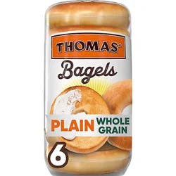 Thomas Bagels Plain Whole Grains - 18 Oz