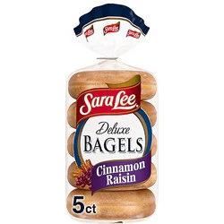 Sara Lee Deluxe Cinnamon Raisin Bagels - 5 - 15 Oz