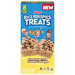 Rice Krispies Treats Marshmallow Snack Bars, Lunch Snacks, Kids Snacks, Chocolatey Chip Cookie Dough, 6.2oz Box, 8 Bars