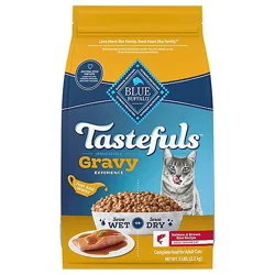 Blue Buffalo Tastefuls Irresistible Gravy Adult Indoor Cat Dry Food, Salmon & Brown Rice 5lb - 5 Lb