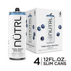 Nutrl Vodka Seltzer Bluberry 4-12oz - 4-12 Fz