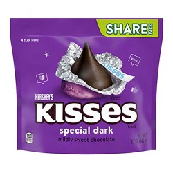 Hersheys Special Dark Mildly Sweet Chocolate Kisses Share Pack Stand Up Bag - 8.7 Oz