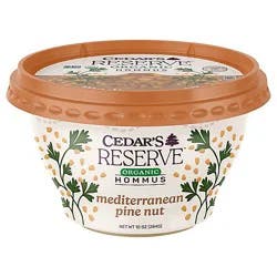 Cedars Reserve Organic Hommus Mediterranean Pine Nut - 10 Oz