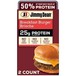Jimmy Dean Protein Breakfast Burger Brioche Fully Cooked Frozen Sandwiches - 2 Count 12.3 Oz - 12.3 Oz