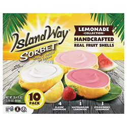 Island Way Sorbet Assorted Lemonade Collection Classic, Strawberry, Watermelon, 30.4 Fz, 10 Count - 30.4 Fl Oz