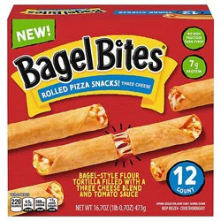 Bagel Bites Three Cheese Rolled Pizza Snacks, 12 Ct, 16.7 Oz Box - 16.7 Oz